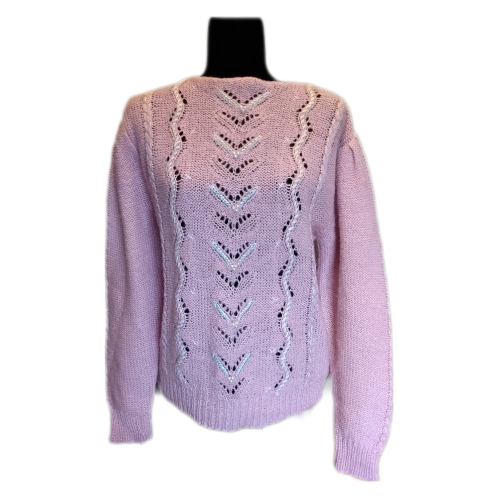 🔴 LAST CHANCE VTG Soft Pink Knit Sweater with Pearl Embellishments